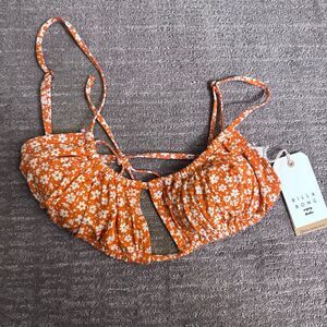 Billabong Orange Floral Made For Daze Alina Bralette Bikini Top Large NWT